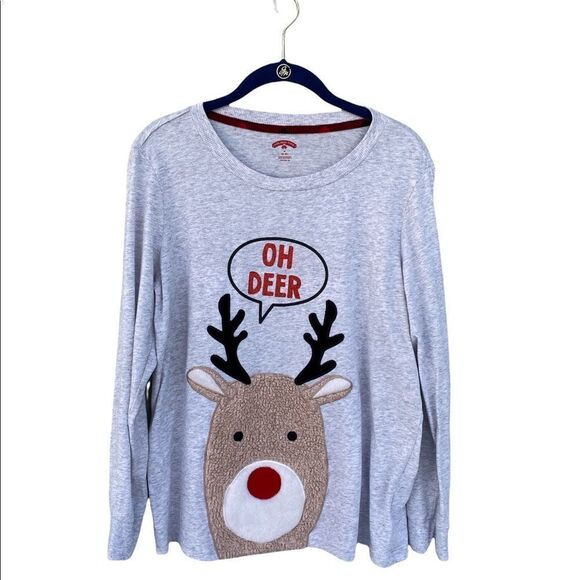 Holiday Time Sz M OH DEER long Sleeve - Picture 1 of 9